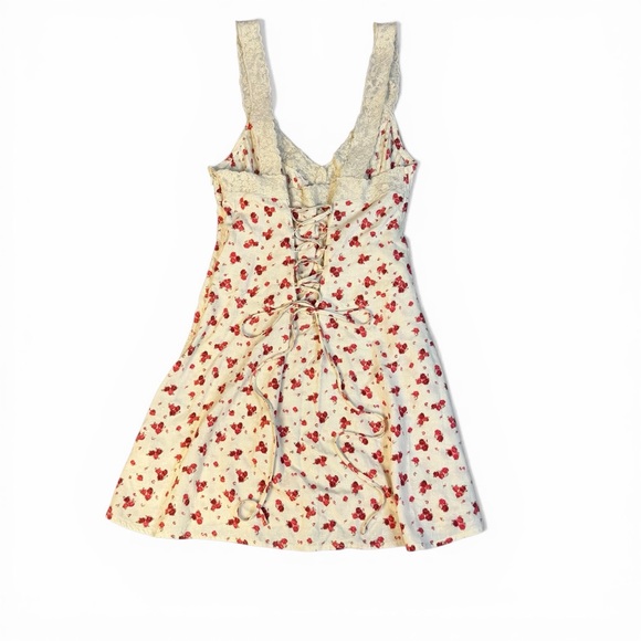 BDG Cream Slip Dress with Red Floral Print - Picture 3 of 6